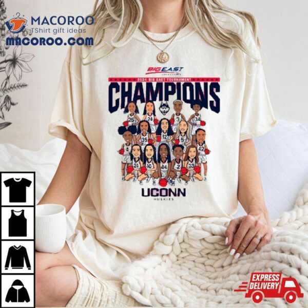 Uconn Ncaa Men’s Basketball 2024 Big East Tournament Champions Team Caricature Shirt