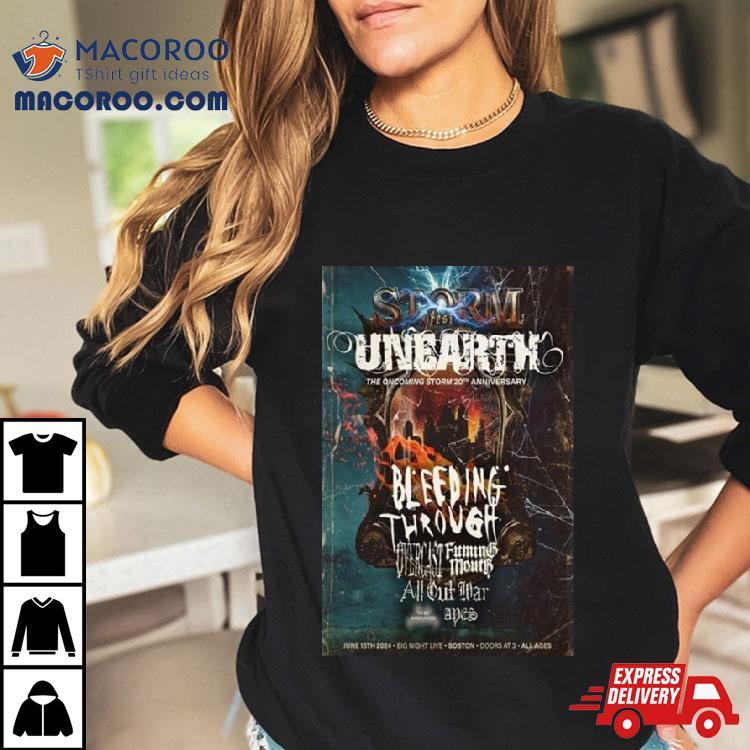 Unearth Celebrate 20 Years Of Our Album The Oncoming Storm June 15th 2024 Shirt Unearth Celebrate 20 Years Of Our Album The Oncoming Storm June 15th 2024 Shirt