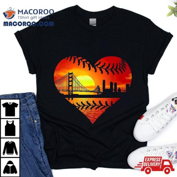 Us San Francisco Baseball Patriotic Vintage Heart Shirt