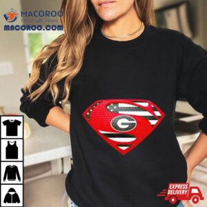 Usa Flag Inside Georgia Bulldogs Superman Tshirt