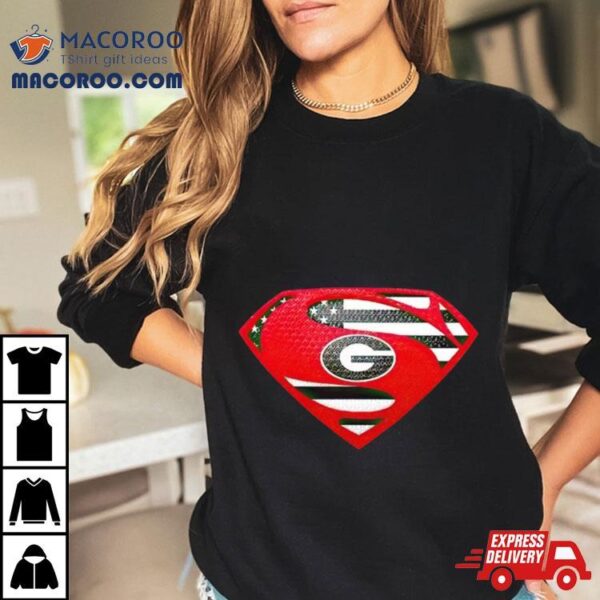 Usa Flag Inside Georgia Bulldogs Superman Shirt