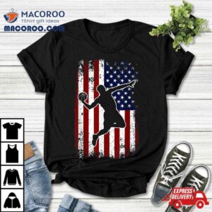 Vintage Basketball Th Of July Usa American Flag Boys Tshirt