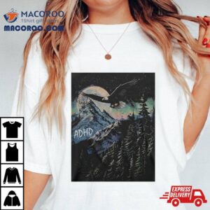 Wavey Goods Adhd Eagle Soaring Through The Glowing Night Sky Shirt