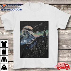 Wavey Goods Adhd Eagle Soaring Through The Glowing Night Sky Tshirt