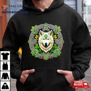 Wolf In Shamrock Circle St Patricks Day 2024 Shirt