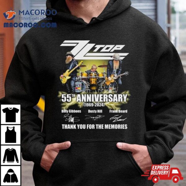 Zz Top 55th Anniversary 1969 2024 Thank You For The Memories Signatures Shirt