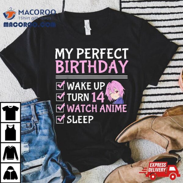 14th Perfect Birthday Watch Anime 14 Years Old Girls Shirt