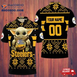 Baby Yoda Hugs Pittsburgh Steelers Football 2020 Personalized Polo Shirt