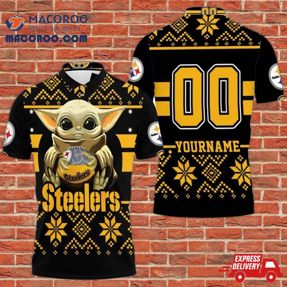 Baby Yoda Hugs Pittsburgh Steelers Ugly Sweater 3D 1 Personalized Polo Shirt All-over Print Baby Yoda Hugs Pittsburgh Steelers Ugly Sweater 3D 1 Personalized Polo Shirt All-over Print