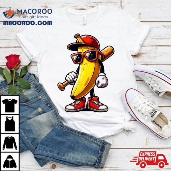 Banana Playing Baseball Fruit Lover Player Shirt