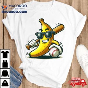 Banana Playing Baseball Fruit Lover Player Tshirt