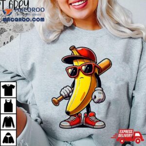 Banana Playing Baseball Fruit Lover Player Tshirt