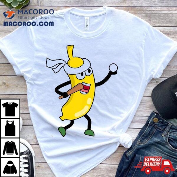 Banana Playing Baseball Funny Fruit Lover Player Shirt