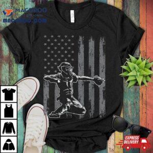 Baseball Catcher For Boys Usa Flag Tshirt