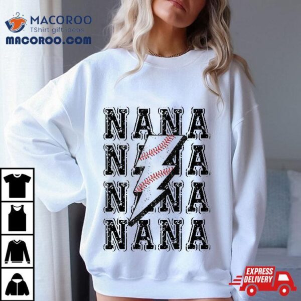 Baseball Nana Lightning Bolt Tshirt Retro Shirt