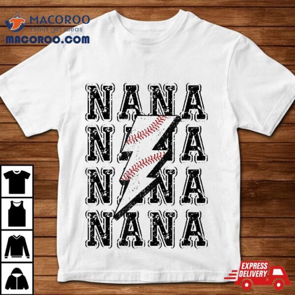 Baseball Nana Lightning Bolt Tshirt Retro Shirt