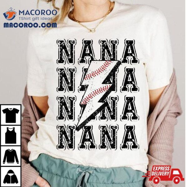 Baseball Nana Lightning Bolt Tshirt Retro Shirt