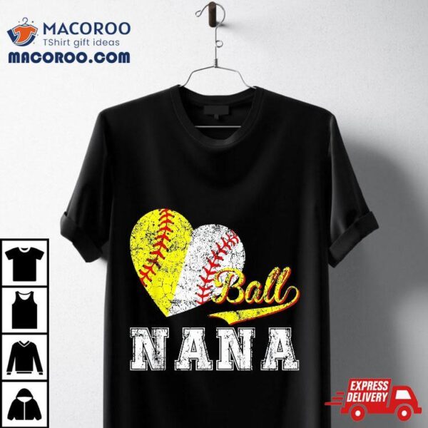 Baseball Softball Ball Heart Nana Mother’s Day Shirt