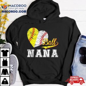 Baseball Softball Ball Heart Nana Mother S Day Tshirt