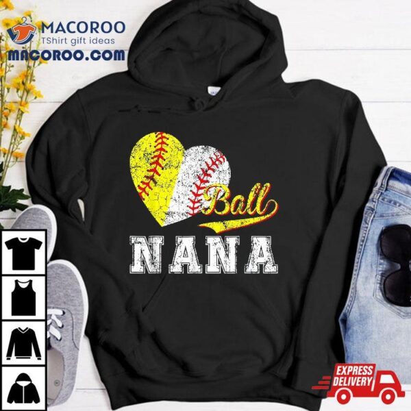 Baseball Softball Ball Heart Nana Mother’s Day Shirt