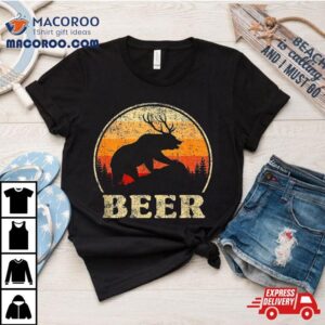 Bear Deer Funny Beer Retro Vintage Tshirt