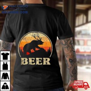 Bear Deer Funny Beer Retro Vintage Tshirt