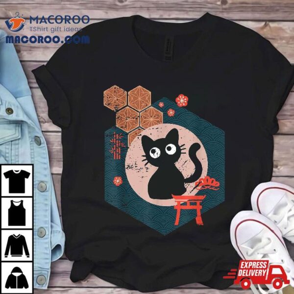 Black Cat Lover Japanese Kitten Anime Tokyo Otaku Lifestyle Shirt