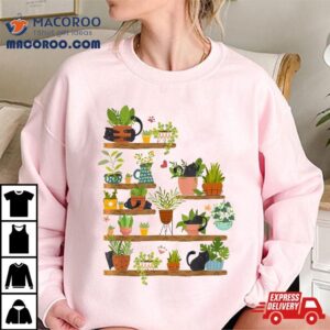 Cat Plant Garden Kitten Lover Flora Fauna Enthusias Tshirt