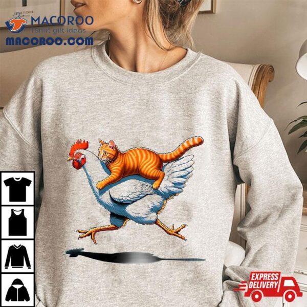 Cat Riding Chicken Shirt, Funny Shirt