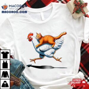 Cat Riding Chicken Funny Tshirt