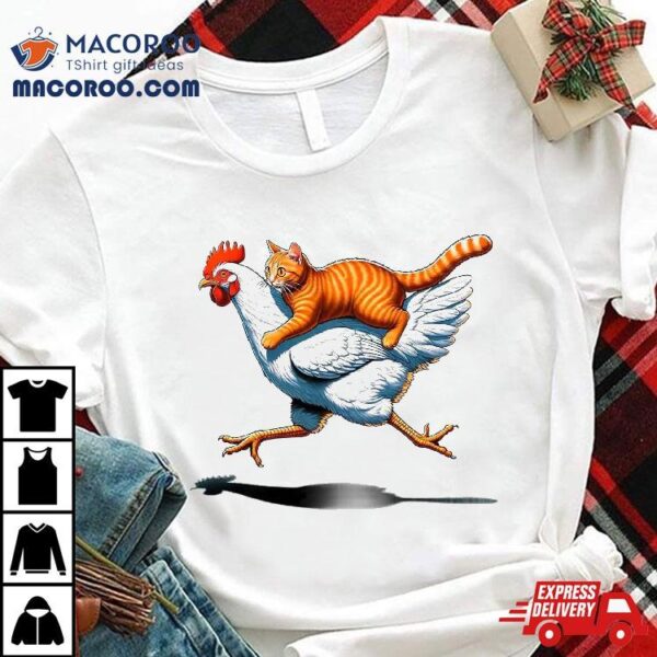 Cat Riding Chicken Shirt, Funny Shirt