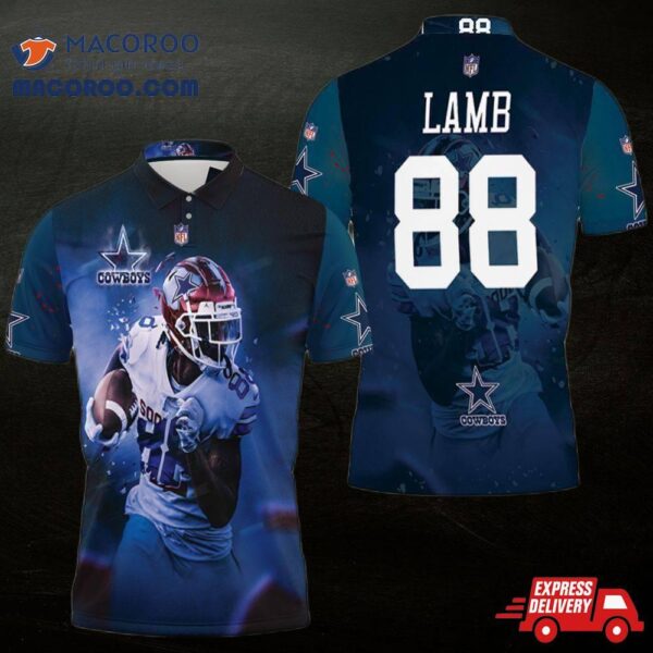 Ceedee Lamb 88 Dallas Cowboys Oklahoma Sooners 3D Polo Shirt