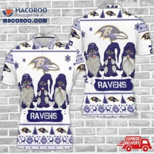 Christmas Gnomes Baltimore Ravens 3D Polo Shirt