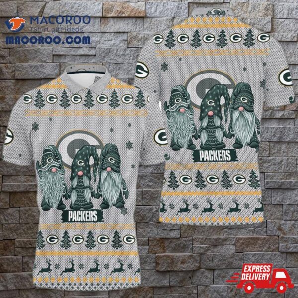 Christmas Gnomes Green Bay Packers Ugly 3D Polo Shirt