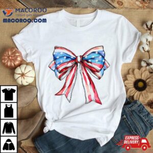 Coquette American Girly 4th Of July Flag Bow Girls Shirt