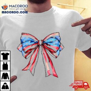 Coquette American Girly Th Of July Flag Bow Girls Tshirt