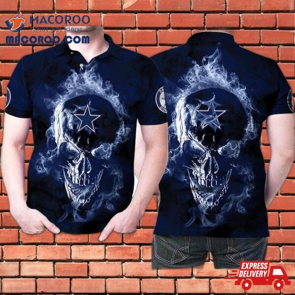 Dallas Cowboys Logo Fire Skull Best Nfl Team 3D Printed Gift For Fan Polo Shirt