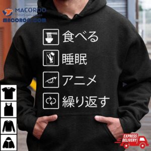 Eat Sleep Anime Repeat Japanese Kanji Tshirt