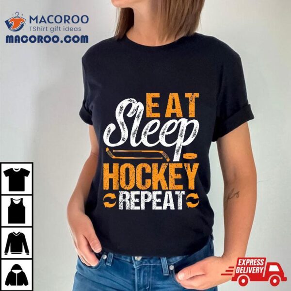 Eat Sleep Hockey Repeat Sport Themed Youth Christmas Shirt