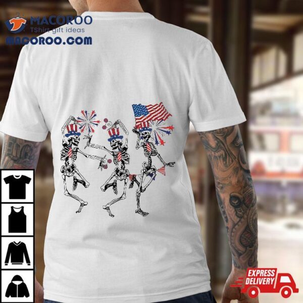 Funny 4th Of July Dancing Skeleton Retro Patriotic Shirt