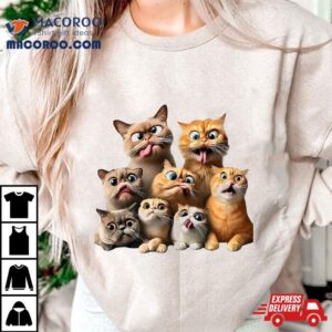 Funny Cat Art Prin Tshirt