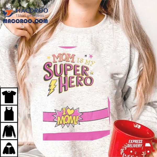 Funstuff Mothers Day Super Hero Mom Toddler Girls Shirt & Cape, White Pink