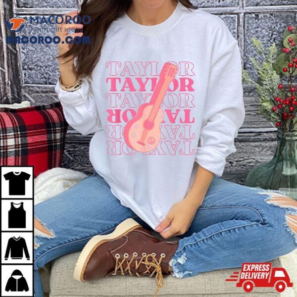 Girl Retro Taylor First Name Personalized Groovy Birthday Shirt