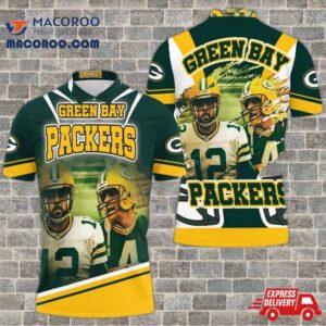 Green Bay Packers Aaron Rodgers 12 And Brett Favre 4 For Fans 3D Polo Shirt