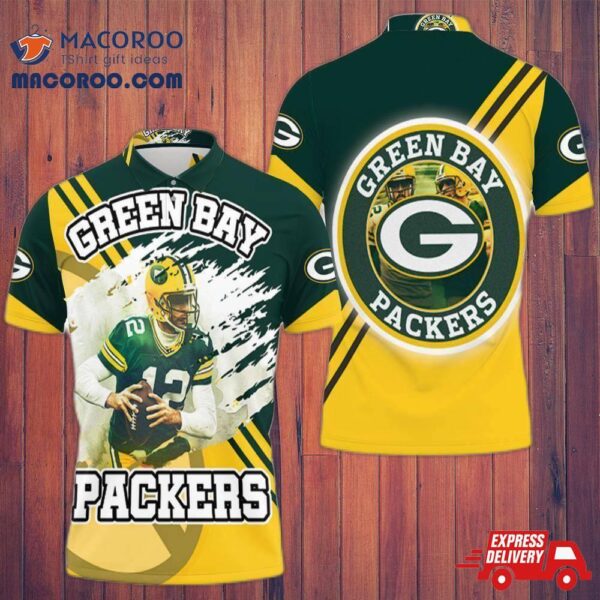 Green Bay Packers Aaron Rodgers 12 Illustrated For Fans 3D Polo Shirt