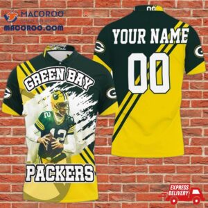 Green Bay Packers Aaron Rodgers 12 Illustrated For Fans Personalized Polo Shirt