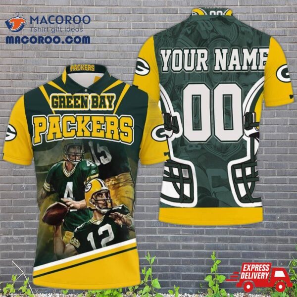 Green Bay Packers Aaron Rodgers Brett Favre Juwann Winfree Great Players Personalized Polo Shirt