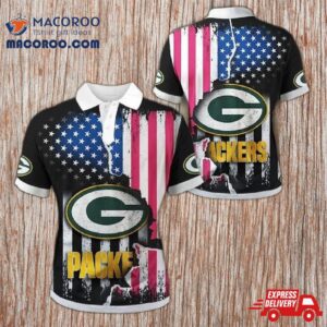 Green Bay Packers American Flag Polo Shirt