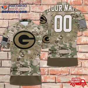 Green Bay Packers Camouflage Veteran 3D Personalized Polo Shirt