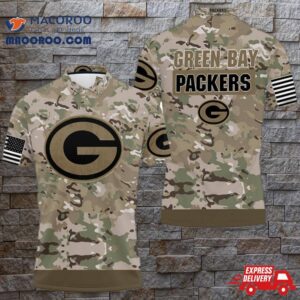 Green Bay Packers Camouflage Veteran 3D Polo Shirt